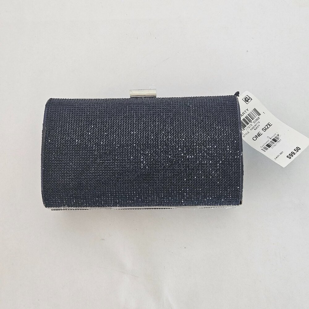 I.N.C. INTERNATIONAL CONCEPTS Ranndi Sparkle Clutch Navy & Silver